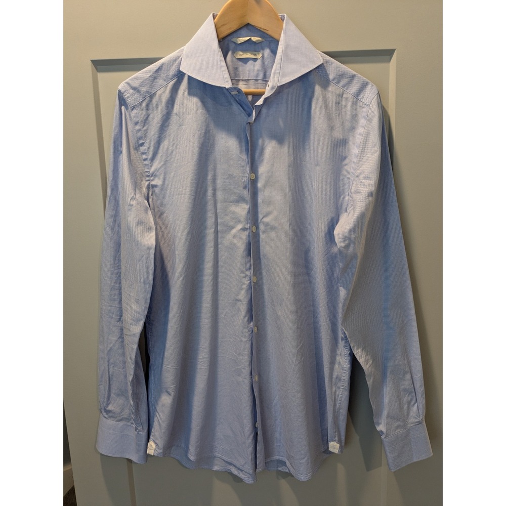 SUITSUPPLY Men's‎ Light Blue Gingham Egyptian Cotton Dress Shirt Sz 40/15.75